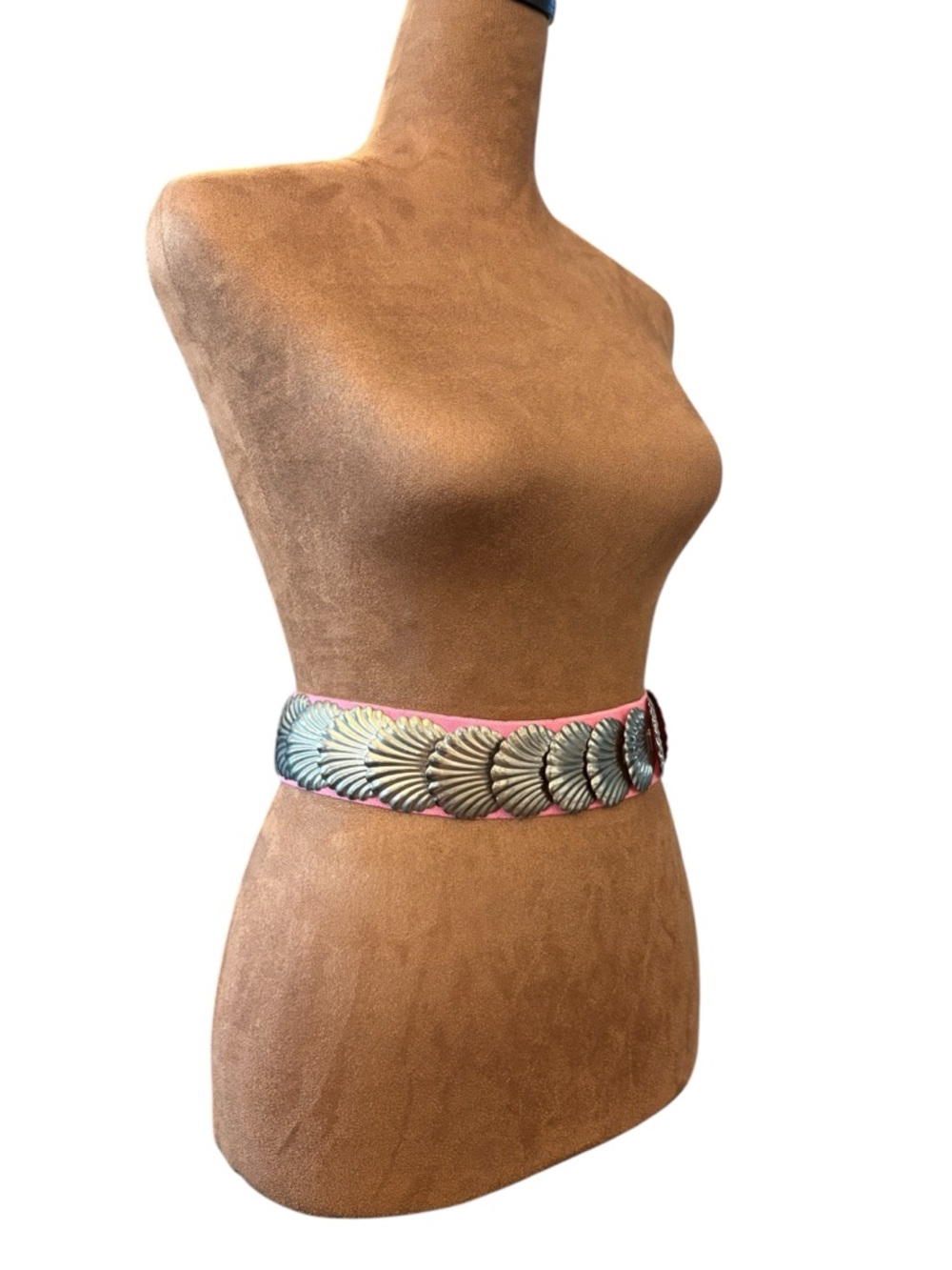 Silver-Tone Shell Waist Belt Fish Scale 25-29” Stretch Mermaidcore Festival